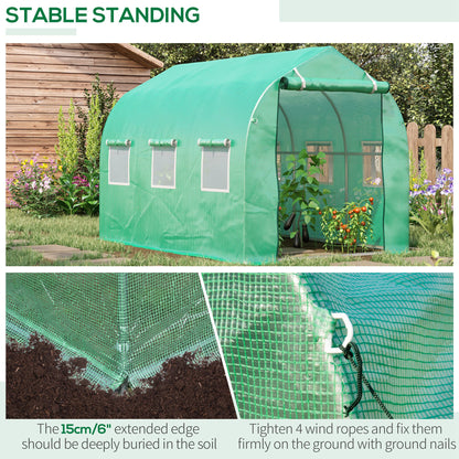 Polytunnel Greenhouse with Windows and Door, Walk in Greenhouse for Garden, Backyard (4 x 2 M)