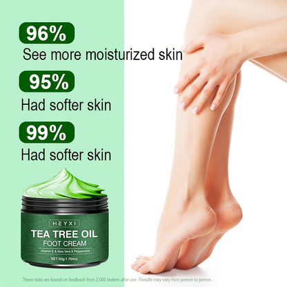 Tea Tree Foot Cream, 3PCS*50g, Enriched with Vitamin E, Aloe Vera and Mint, Highly Moisturizing, Softening and Smoothing, Long-Lasting Fresh Scent, Anti-Crack Cream, for Dry, Rough and Cracked Hands and Feet, Foot Care for Hands and Feet