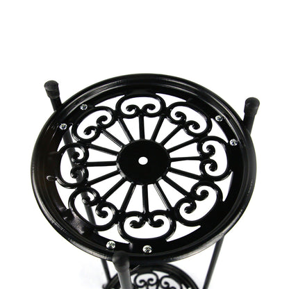 Iron Flower Pot Rack Tall Plant Stand Rack 2 Tier Flower Pot Holder Rustproof Plant Display Rack, Round Planter Shelves for Home Garden Patio Balcony Office Living Room Bathroom 24*50cm Black