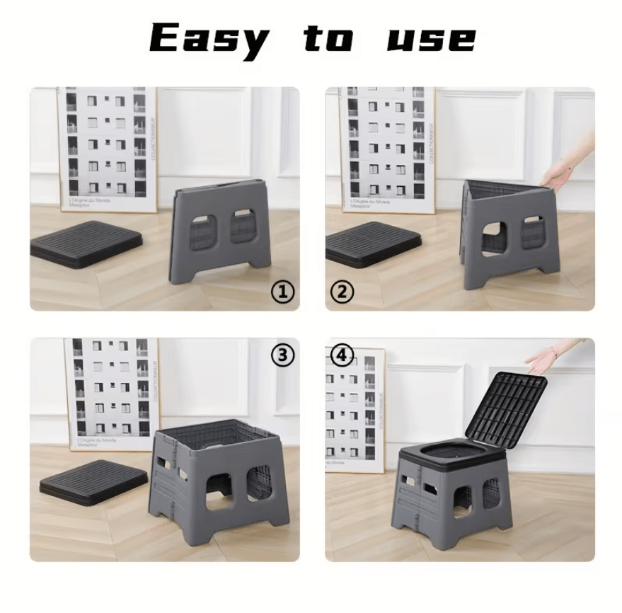 Portable Folding Emergency Toilet with Lid - Ideal for Camping, Hiking & Car Travel | Durable Material, Portable Toilet for Camping
