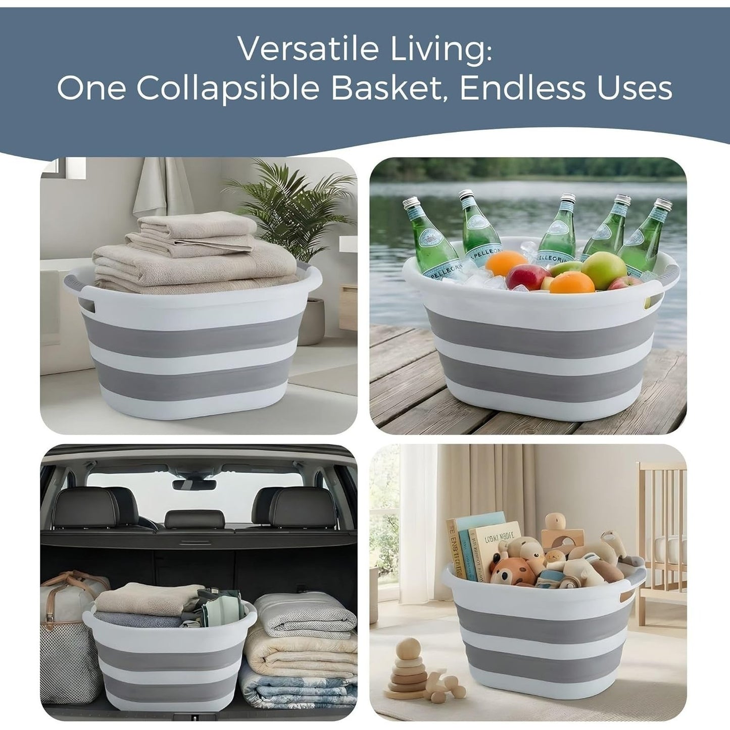 40 L Collapsible Laundry Basket – Folding Pop-Up Washing Hamper with Handles, Durable & Portable Space-Saving Clothes Storage Bin for Bathroom, Bedroom & Laundry Room, Space Saving Clothes Washing Bin with Handles, Durable, Portable & Easy Storage Washing