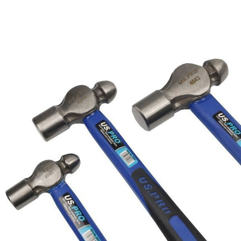 US PRO 3pcs Ball Pein Hammer Set With Fibreglass Handle 8, 16, 32oz Hammers NEW