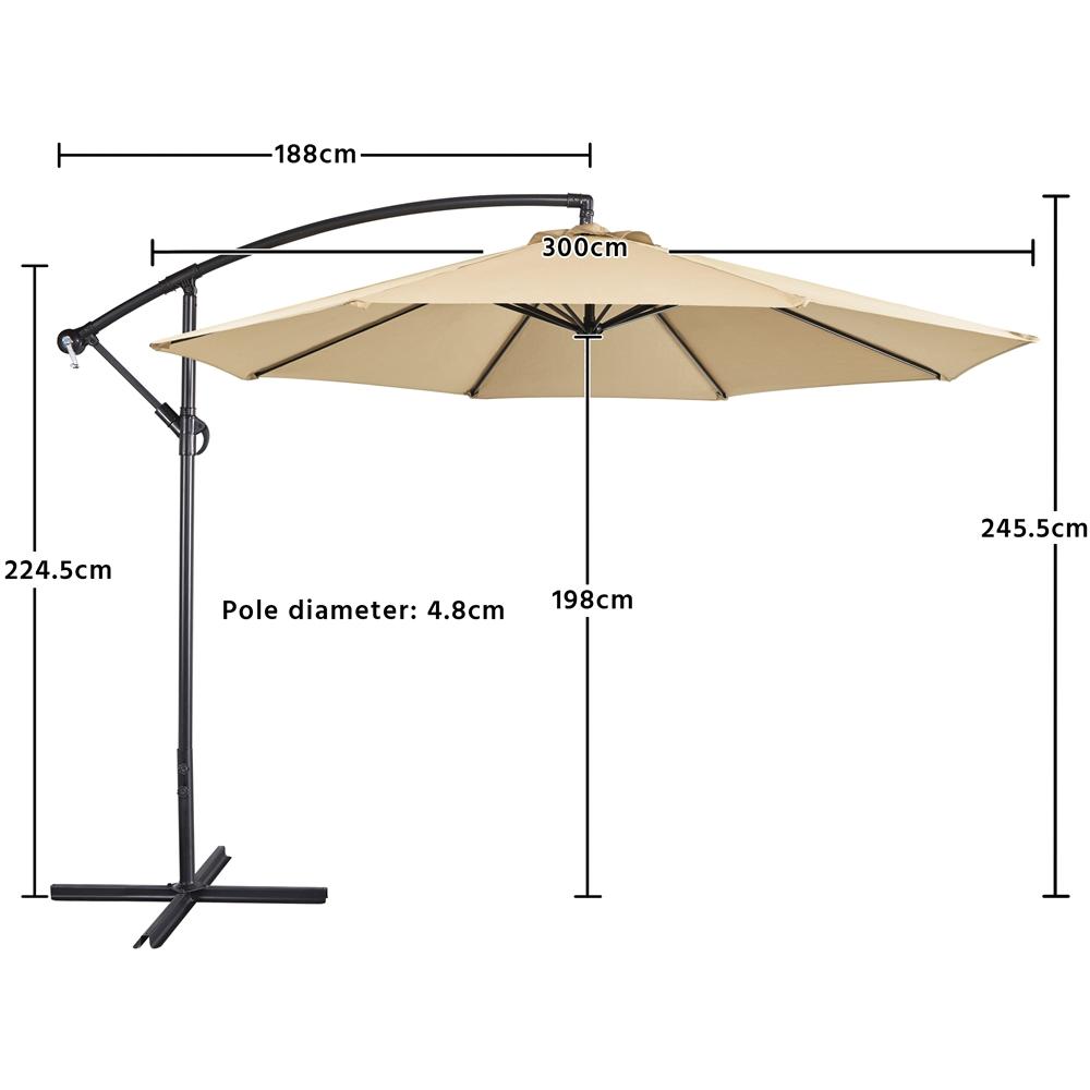 Costoffs Outdoor Umbrella, 3M Patio Offset Umbrella, Outdoor Hanging Umbrella, Banana Parasol Sun Shade Shelter, Market Backyard Umbrella with Crank & Cross Base for Beach/Outdoor/Party/Garden