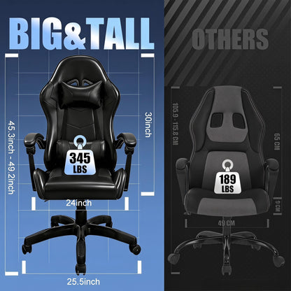 【Gaming Chair】 Ergonomic design Office Chair, height adjustable office chair, Lumbar Support+ headrest, 90° - 135° reclining gaming chair, white, red, gray