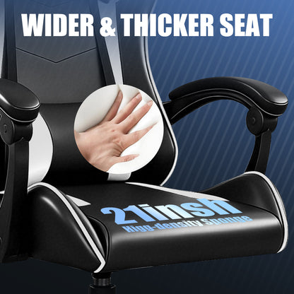 【Gaming Chair】 Ergonomic design Office Chair, height adjustable office chair, Lumbar Support+ headrest, 90° - 135° reclining gaming chair, white, red, gray