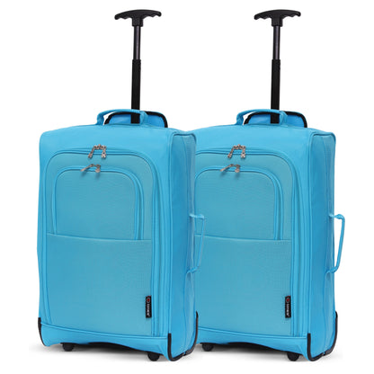 5 Cities Set of 2 Cabin Suitcases 21" / 55cm – Lightweight Carry On Trolley Bags with Wheels, Airline Approved Hand Luggage, 42L, 2 Year Warranty