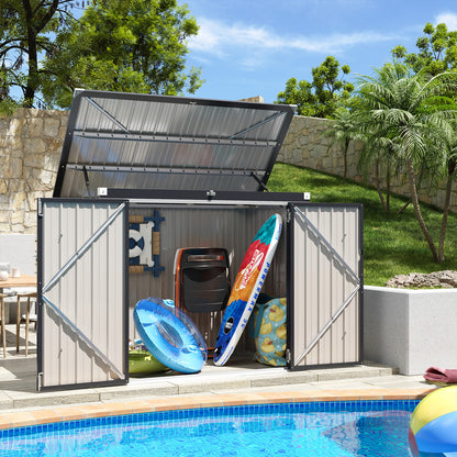 Patio Double-Door Outdoor Storage Shed | Lockable Security | Gas-Spring Lid | Ideal for Tool House, Pet Shelter, & Organizing (Large/Small)