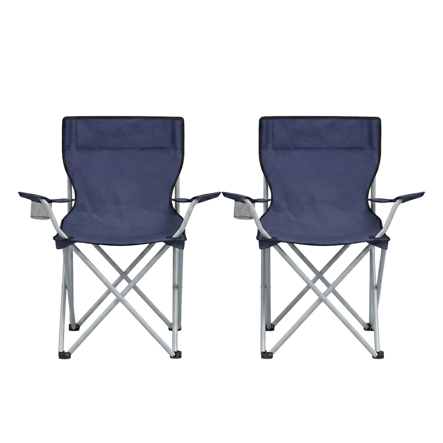 Set of 2 Portable Outdoor Chairs, Folding Lawn Chairs with Cup Holder and Armrests, 52 x 84 x 81，for Beach, Camping, Garden, Black,Blue,Pink