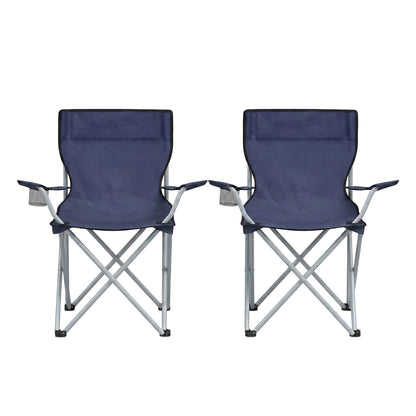 Set of 2 Portable Outdoor Chairs, Folding Lawn Chairs with Cup Holder and Armrests, 52 x 84 x 81，for Beach, Camping, Garden, Black,Blue,Pink