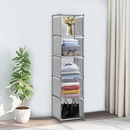 6 Tier 5 Cubes Modern Book Shelves Storage Shelf Tall Narrow Bookcase Display Unit Organizer Cube Display Shelves for Living Room Bedroom