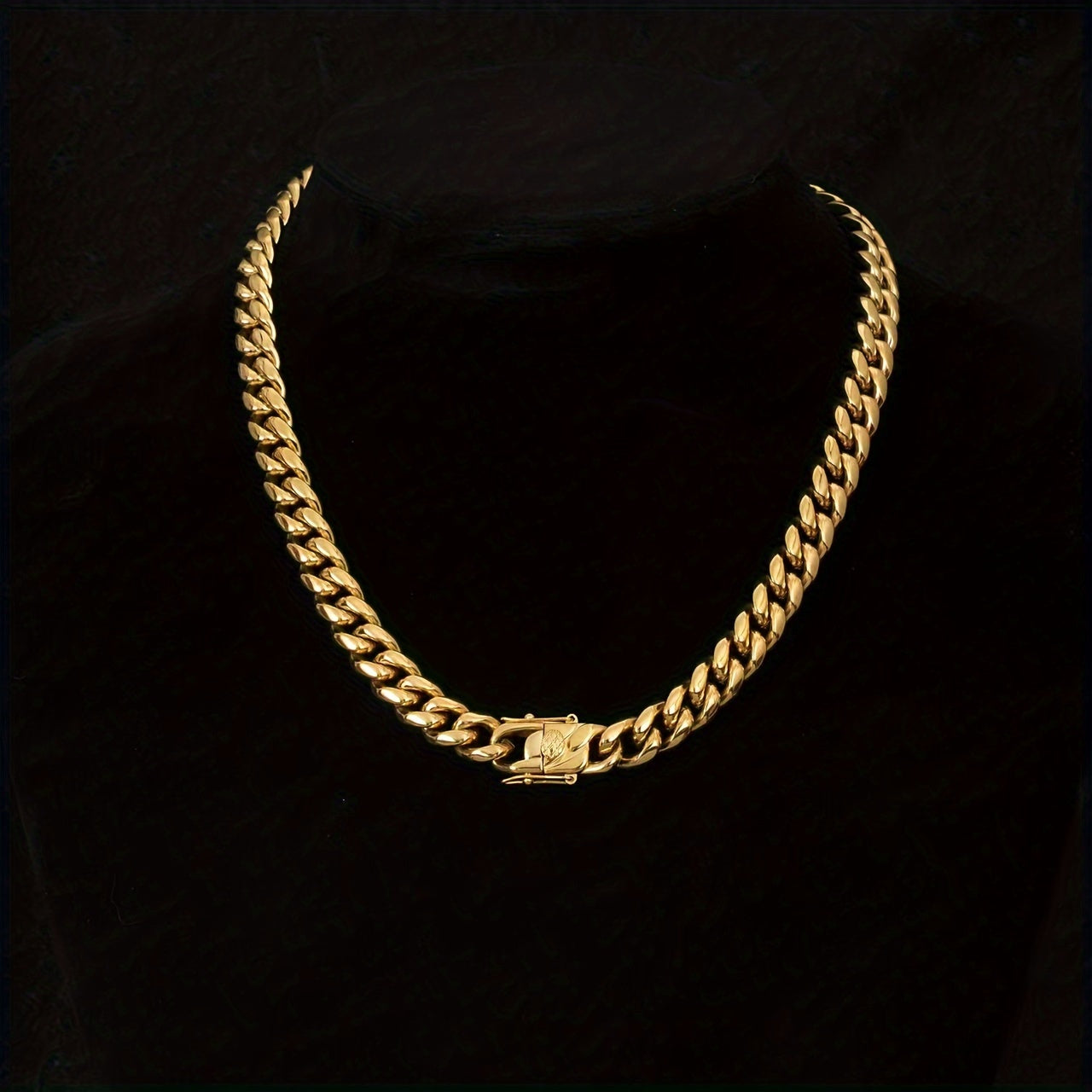 304L 304L Stainless Steel Artificial Round Polished Surface Plated 18K Gold Plated Width 10Mm Golden Cuban Bracelet 'Necklace' Suitable for Men And Women Hip Hop Fashion Accessory Jewelry