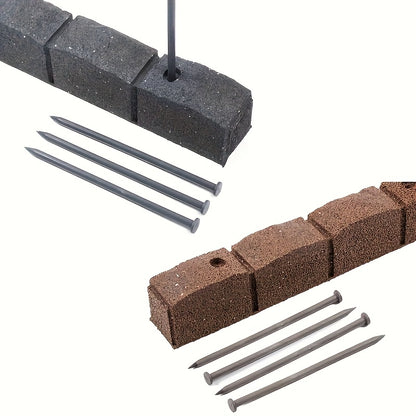 Nicoman Roman Castle Stone Garden Border 4-ft Rubber Landscape Edging Section 120cm