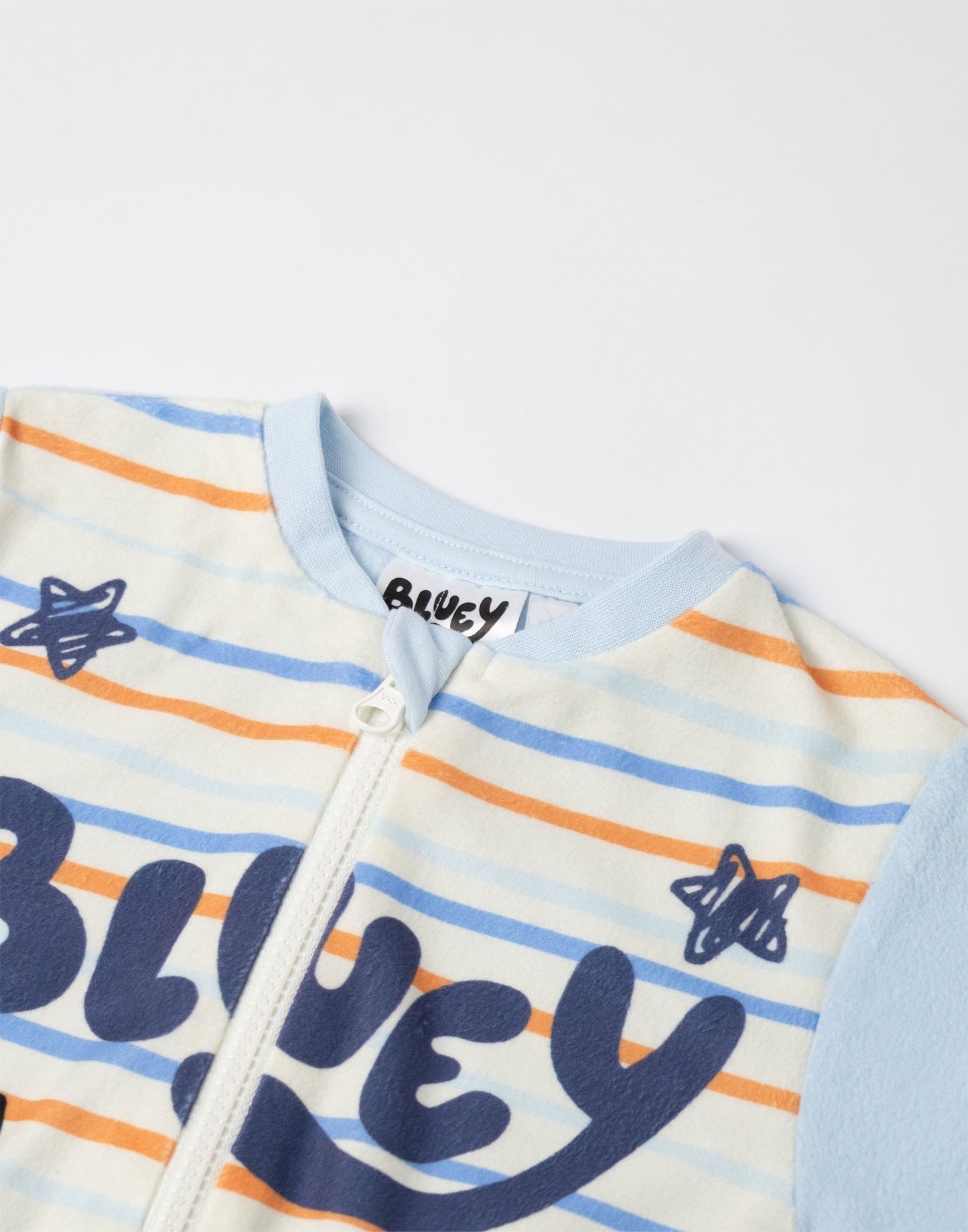 Bluey Boys Blue Striped Onesie | Long Sleeve Zip-Up Sleepwear with Bluey & Bingo Characters | Microfleece Loungewear for Bedtime & Relaxing | Kids Cartoon Pyjamas | Bluey Merch - 3-4 Years