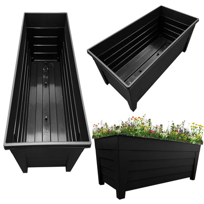 4 Large Black Grosvenor Trough Planter For Home, Office, Balconies, Gardens, Greenhouses & Patios