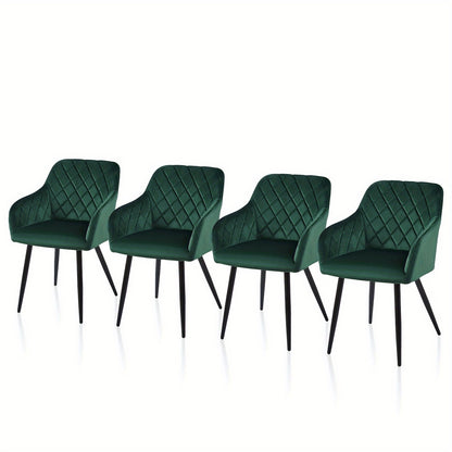 Velvet Leisure Dining Chairs , Upholstered Seat with Arms And Metal Legs , Set Of 2/4 , Occasional Living Room Bedroom Lounge Reception Chairs