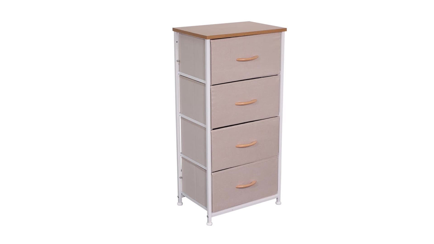 1pc Modern Tall Dresser with 4 Spacious Drawers - Large Storage Cabinet with MDF Wood Top & Sturdy Metal Frame, Freestanding Tall Tower Unit with Legs, 68.58cm+ Height, 3.2 Cu Ft Capacity, Space-Saving Vertical Organizer for Bedroom/Living Room