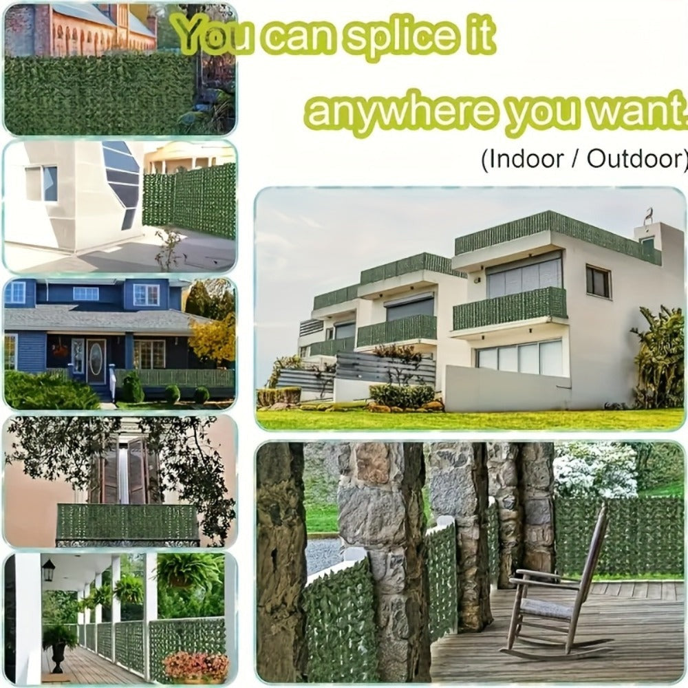 Artificial Ivy Privacy Fence Screen Panel 5m Extra Long Balcony Garden Wall Trellis Faux Hedge Leaf Outdoor Home Decor Green