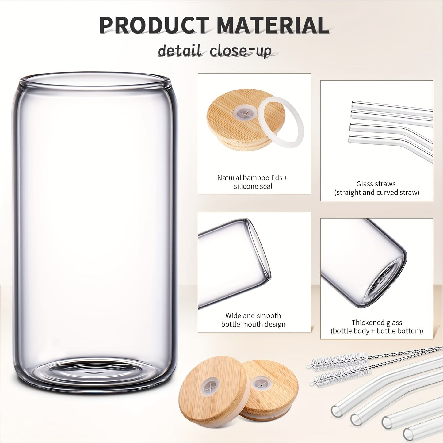 4/6/8/12/16 Glasses With Lid And Straw Only 16 Oz, Transparent Glasses Suitable For Gifts, Business, Drink Cup Sets, Iced Coffee Cups, Cute Aesthetic Tea Cups, Homemade Drink Cups