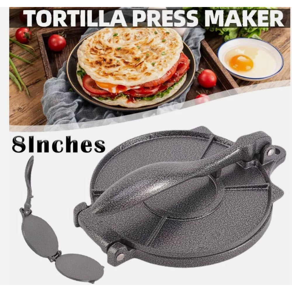 8" Aluminum Tortilla Press Ideal for Flour Tortillas & Pie Crusts Perfect for Home Kitchen Black