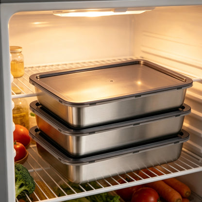 Stainless Steel Food Storage Containers 6pcs Set - Airtight Lunch Boxes, Microwave Safe, Stackable Kitchen Organization Containers for Fridge/Freezer
