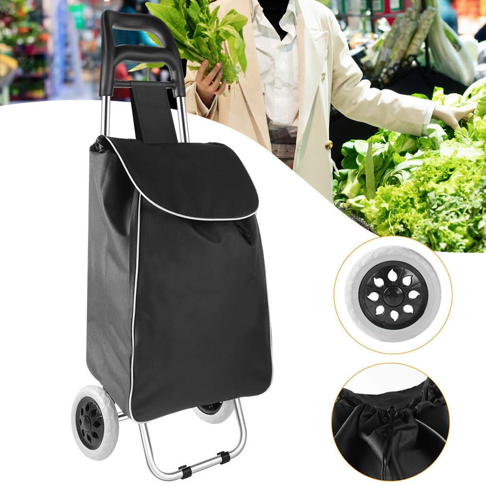 35L Durable Folding Shopping Cart, Lightweight Multifunctional Utility Trolley, Large Capacity Dual-Wheel for Grocery And Camping Gear Organizer, Portable Outdoor Storage Rack for Luggage Carrier Perfect Gift Shelving Unit Local Warehouse
