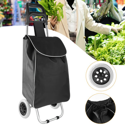 35L Durable Folding Shopping Cart, Lightweight Multifunctional Utility Trolley, Large Capacity Dual-Wheel for Grocery And Camping Gear Organizer, Portable Outdoor Storage Rack for Luggage Carrier Perfect Gift Shelving Unit Local Warehouse