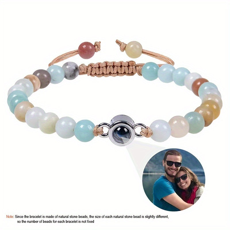 Customized Personalized Frosted Stone Photo Projection Bracelet, Customized Photo Projection Bracelet Festival Gifts