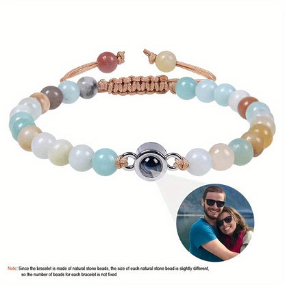 Customized Personalized Frosted Stone Photo Projection Bracelet, Customized Photo Projection Bracelet Festival Gifts