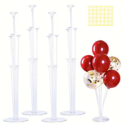 4pcs Elegant Clear Plastic Balloon Stands - Reusable, No Batteries Needed, Modern Design for Weddings, Birthdays, Graduations & Holiday Decor | Durable & Stylish Party Supplies, Balloon Decorations, Event Decoration, Sleek Appearance, Sturdy Construction,