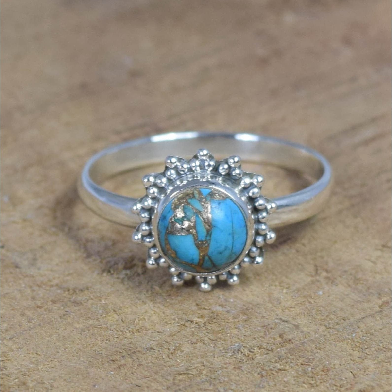 Ring Sterling Silver Gemstone Flower for layering and statement styling