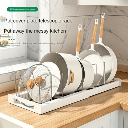 10-Tier Expandable Saucepan Pan Pot Lid Holder Kitchen Organizer Rack Storage White
