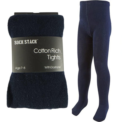 Pack Of 6 Girls Tights, School Uniform Multipack Soft Cotton Rich Winter Tights (3-12 Years)