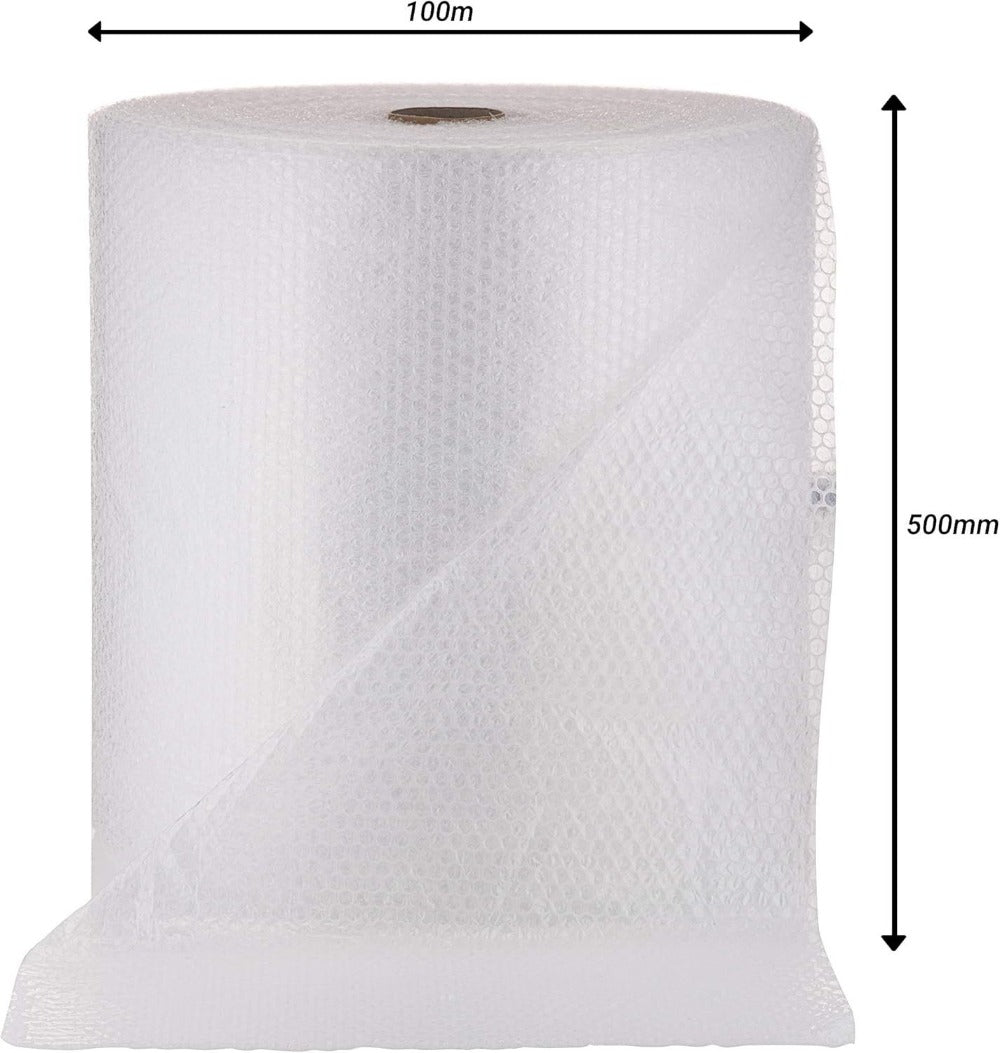 Large Bubble Wrap Roll 500mm x 100m – Extra Wide Protective Packaging for Moving, Shipping & Storage | High-Density Polyethylene, Shock-Absorbing Air Bubbles, Ideal for Fragile Items