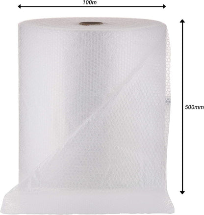 Large Bubble Wrap Roll 500mm x 100m – Extra Wide Protective Packaging for Moving, Shipping & Storage | High-Density Polyethylene, Shock-Absorbing Air Bubbles, Ideal for Fragile Items