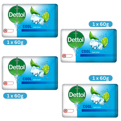 Dettol 4 Pack Soap Bars (Original, Skincare, Cool and Fresh) 60g Each
