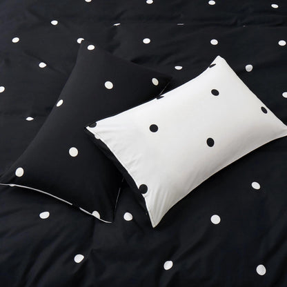 3pcs Polka Dot Printed Reversible Duvet Cover Set - with Pillowcases Soft & Breathable Microfiber, Button Closer, Machine Washable, wrinkle free & Durable – perfect for Bedroom, Guest Room All Sizes Available