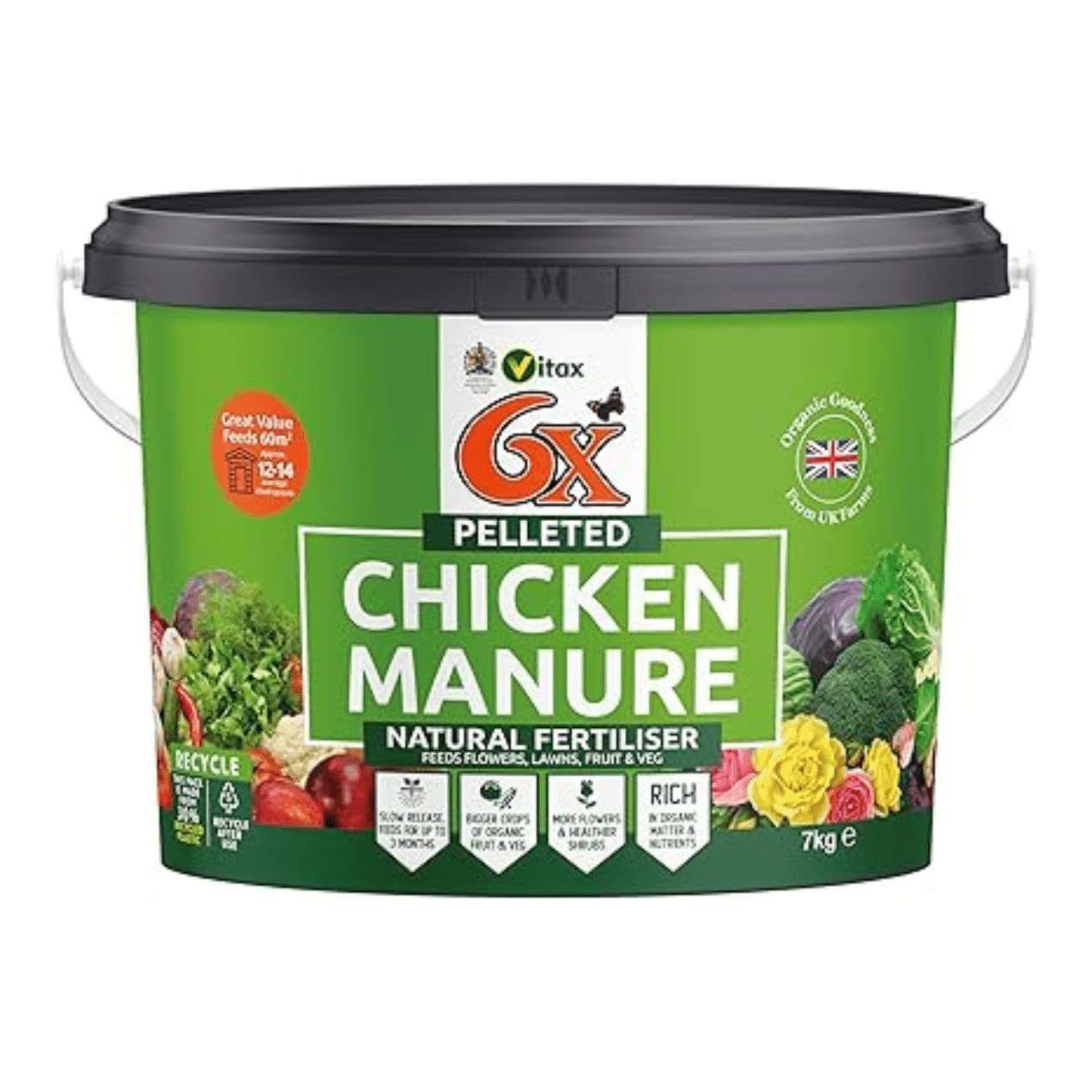 6X Natural Pelleted Chicken Fertiliser 7Kg
