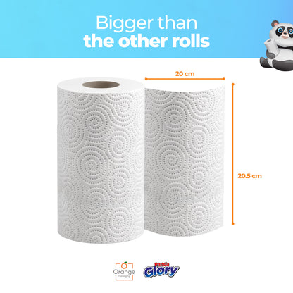 Panda Glory Kitchen Roll – 24 Rolls 3-Ply Paper Towels, Ultra Absorbent & Strong, Bulk Buy for Home, Office & Commercial Use, Ideal for Cleaning, Spills, Cooking & Wiping, Cost-Effective Household Essentials with Soft Touch & Long-Lasting Performance
