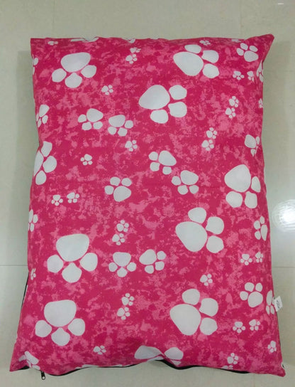 Soft Dog Cushion Bed with Removable Washable Cover – Printed Pet Pillow Mat for Dogs & Cats, Medium Large Jumbo Sizes, Ideal for Home Crate Sofa & Travel, Random Colours