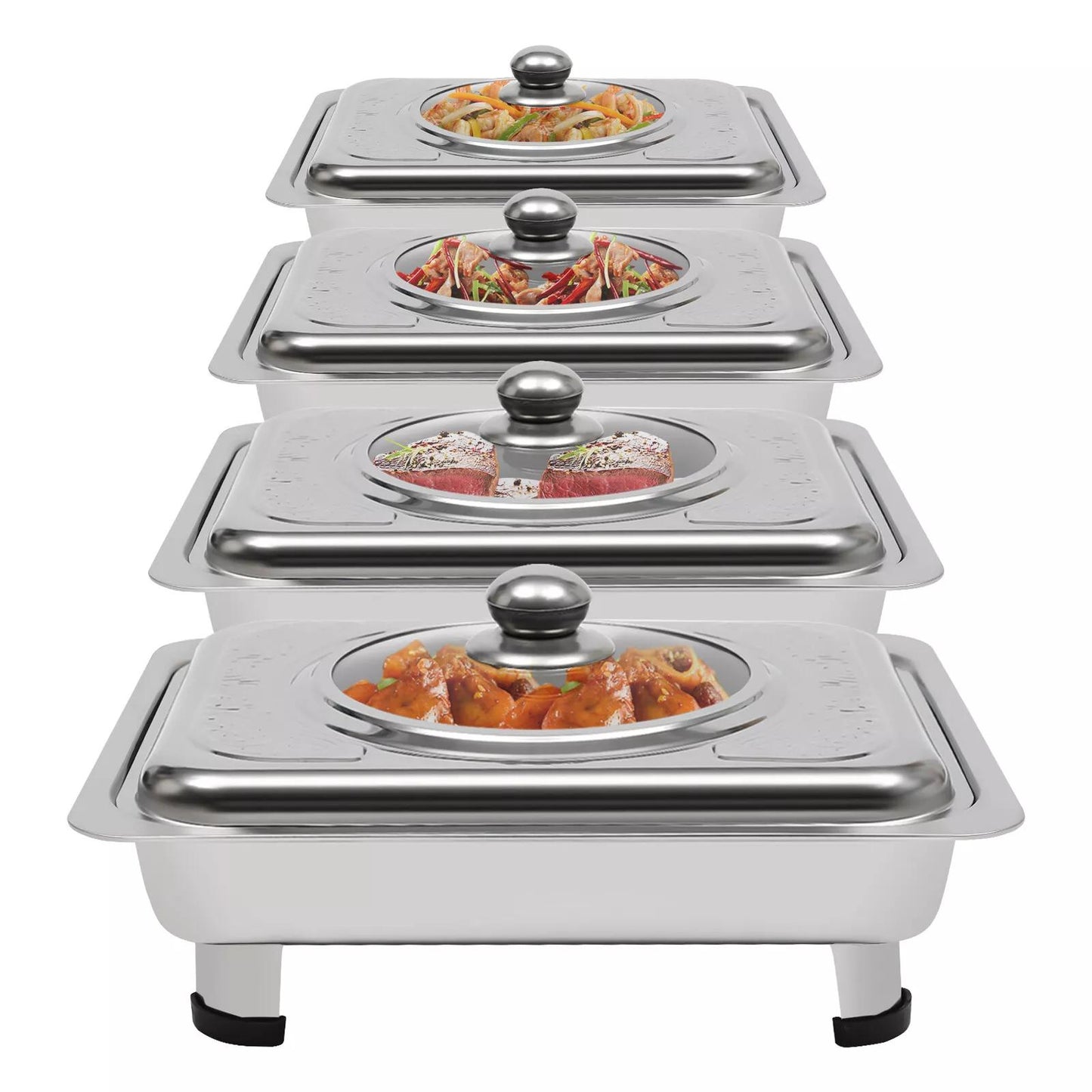 4pcs Buffet Dish Tray Food Plate Server Food Warmer Chafing Dish Serving Tray UK