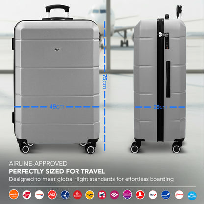 LUGG - Jetset 75x49x29cm Large Suitcase – Lightweight Hard Shell Luggage with TSA Lock – Water-Resistant ABS Spinner Suitcase – 4 Wheels Travel Bag- Midnight Blue (28 inch)