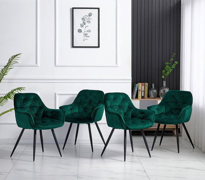 Contemporary Upholstered Velvet Dining Chairs Featuring Armrests, Suitable for Kitchens, Leisure Lounges, Living Rooms, Bedrooms, And Reception Areas