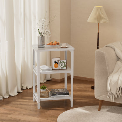 Bookshelf, Sofa Side Table Living Room, Industrial End Table With 3-Tier Storage Shelves, Bedside Tables With Height Adjustable, Steel Frame, Nightstand 37 x 30 x 59.4/62.4/65.4 cm, 4 Colors