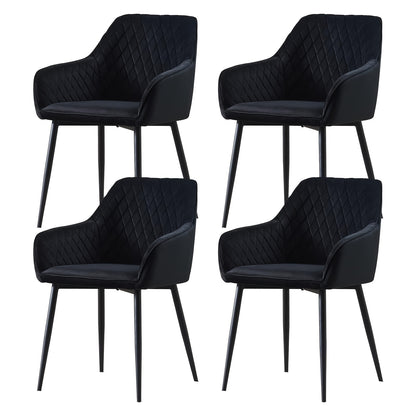 Velvet Dining Chairs with Armrests & Black Metal Legs, Upholstered Armchair 120kg Capacity 43x55x81cm, Set of 1 2 4 or 6 for Dining Room Kitchen Living Room