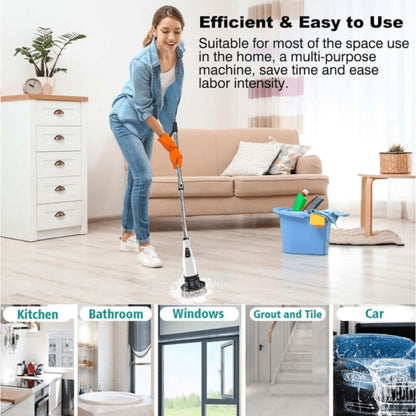 Cordless Electric Spin Scrubber 9-in-1 with Adjustable Long Handle & 9 Brush Heads – Rechargeable Power Cleaning Brush for Bathroom, Kitchen, Floor & Car | 3000mAh Full-Copper Motor, 2 Speeds, Extends to 54"