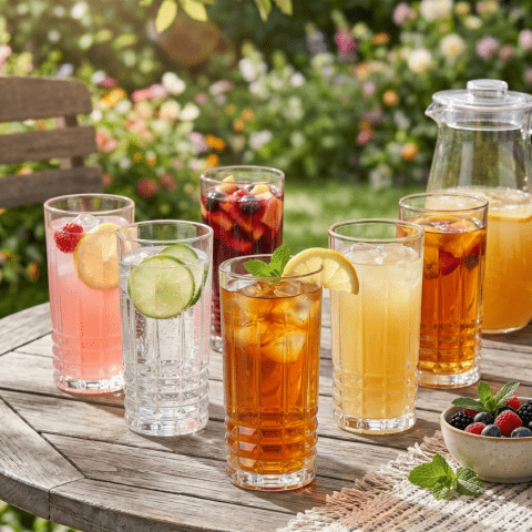 Set of 6 Diamond Pattern Highball Glasses - 280ml (11.8oz) Crystal Clear Drinking Glasses, Elegant Geometric Glassware for Cocktails, Water & Juice, Vintage Style Barware Set