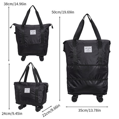 Travel Duffle Bag with Removable Wheels, Luggage, Suitcases, Expandable Sports Gym Bag for Women Men, Dry Wet Holdall Luggage Weekend Overnight Bags for Swimming