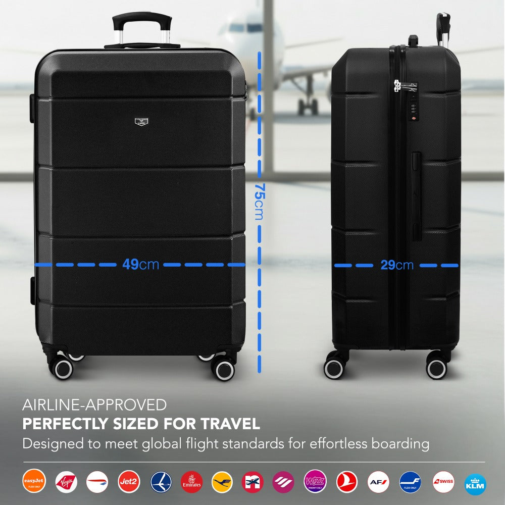 28 Inch Large Suitcase Lightweight ABS Hard Shell with TSA Lock & 4 Spinner Wheels - 75x49x29cm Check-In Luggage, Water-Resistant, UK Stock