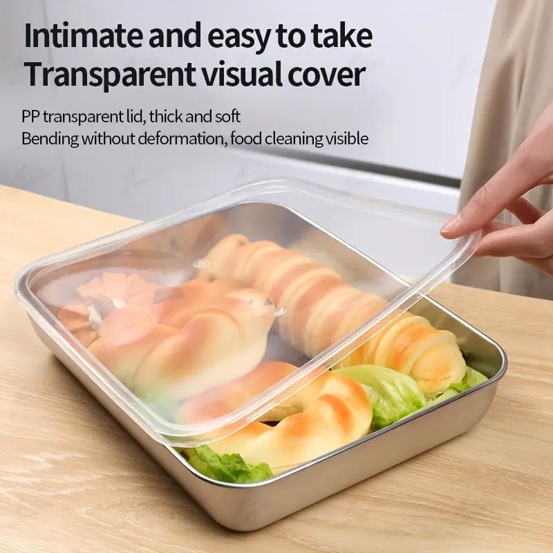 3/5/6 pcs Stainless Steel Food Storage Containers, Stackable with Sealed Lids, Flip Top, Square Shape, for Salad, Fruit, Food Storage, Kitchen Organization, Refrigerator Freshness, Freezer Safe, Multi-purpose Meal Prep