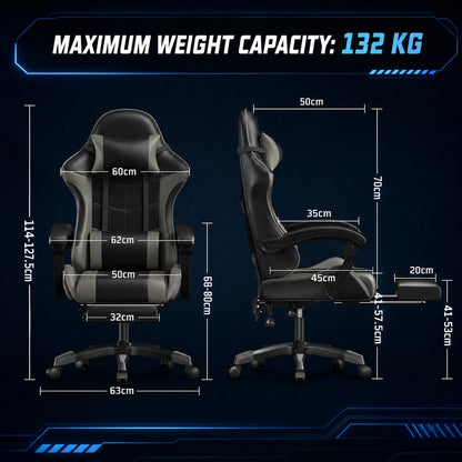 Ergonomic Gaming Chair with Lumbar Support | Adjustable Height & 360° Swivel Office Desk Chair